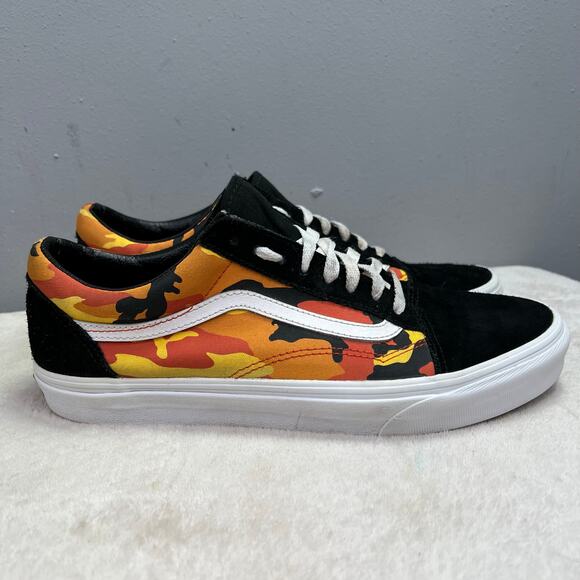 Vans Old Skool Pop Camo Sneakers Shoes 10.5 Men 12 Women Orange Black Suede Low main image 7